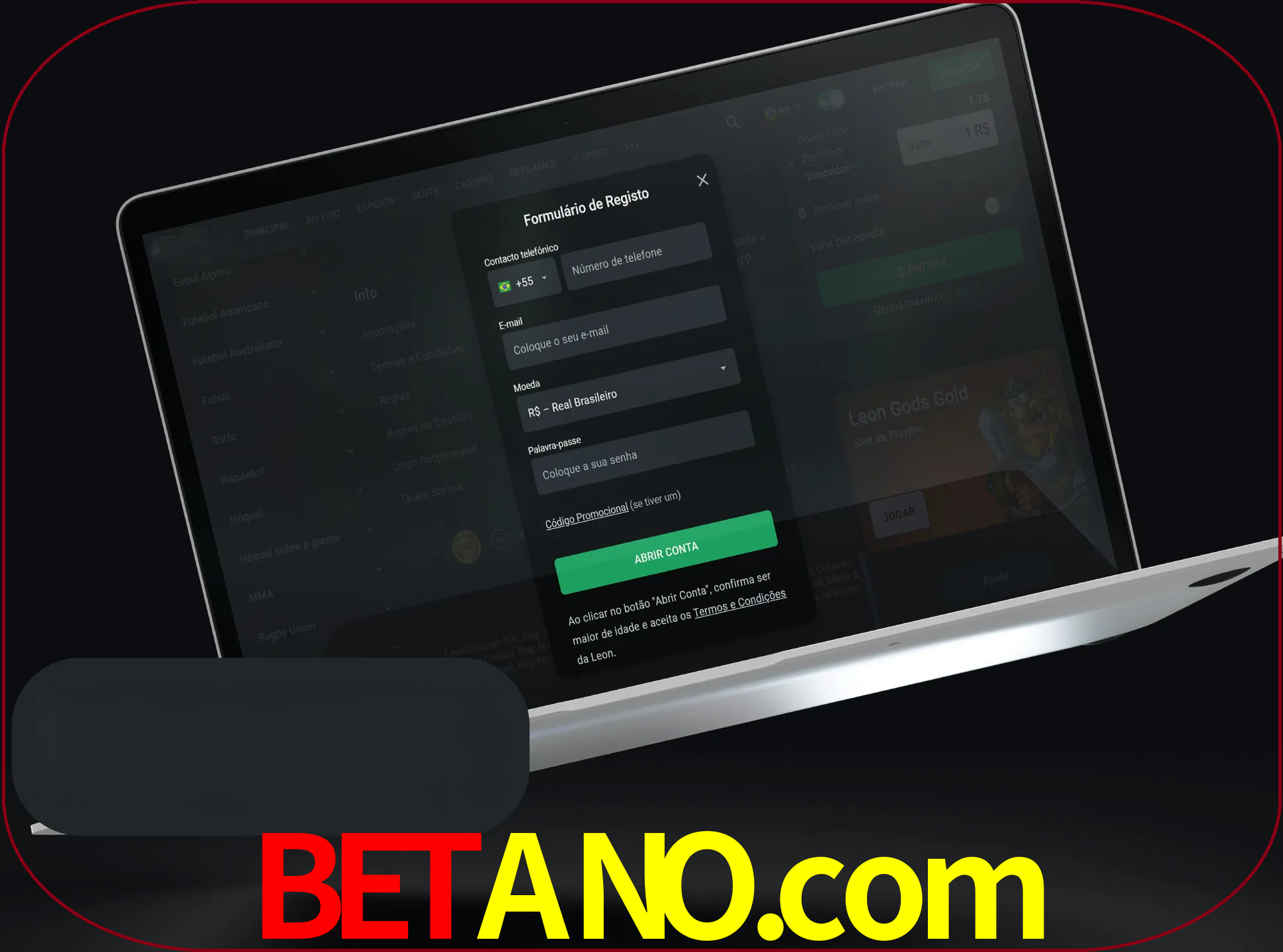 Abra o site da LeonBet e crie sua própria conta.