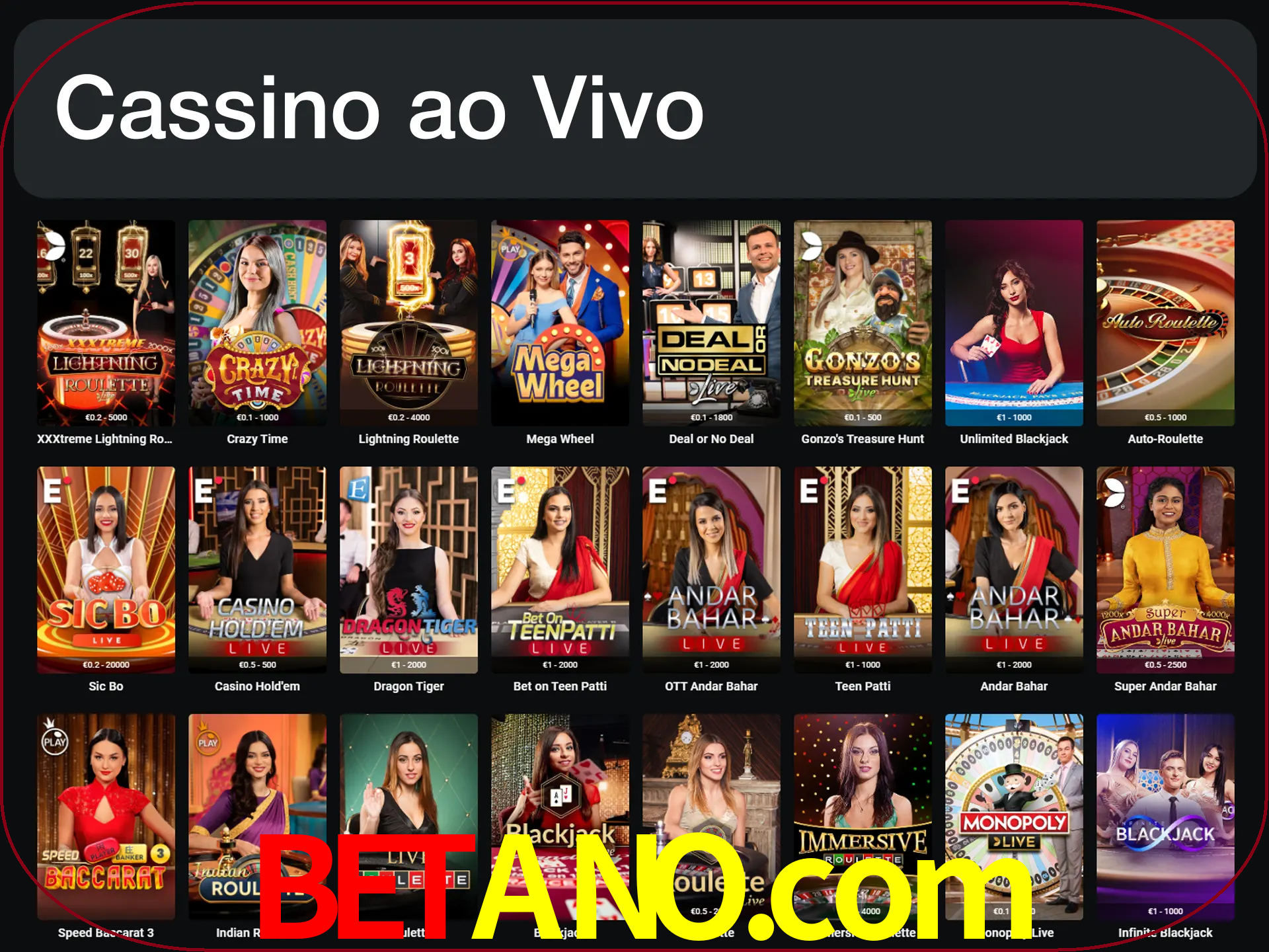 Jogue jogos de cassino com um verdadeiro dealer.