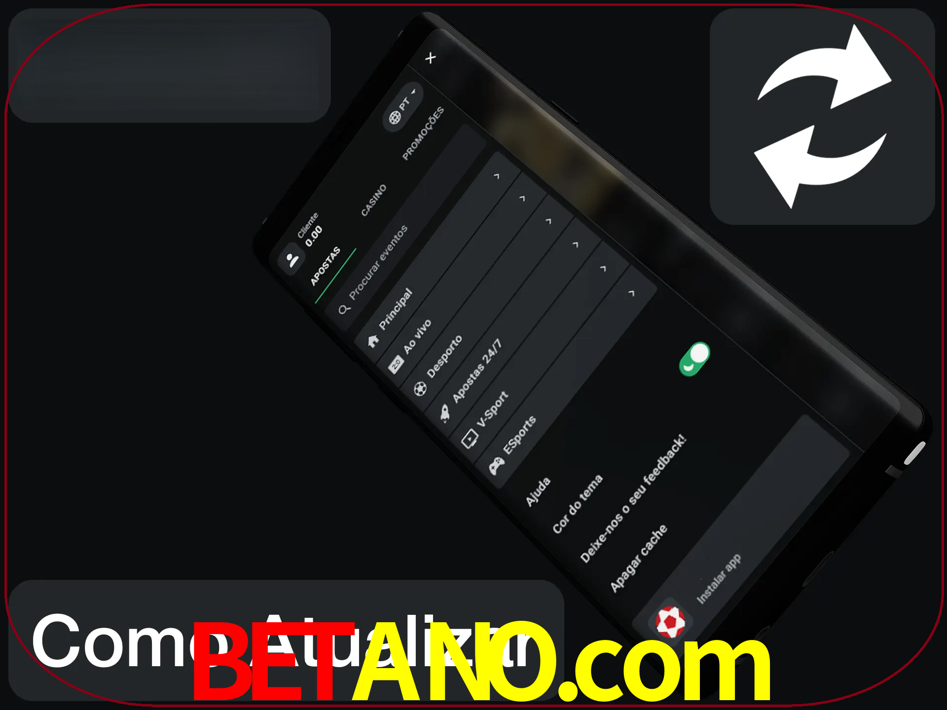O aplicativo é atualizado automaticamente quando você faz o login.